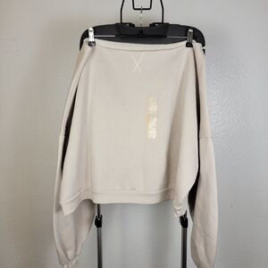 Blogilates Women's Dance Studio Off the Shoulder Sweatshirt Moonbeam Size 1X